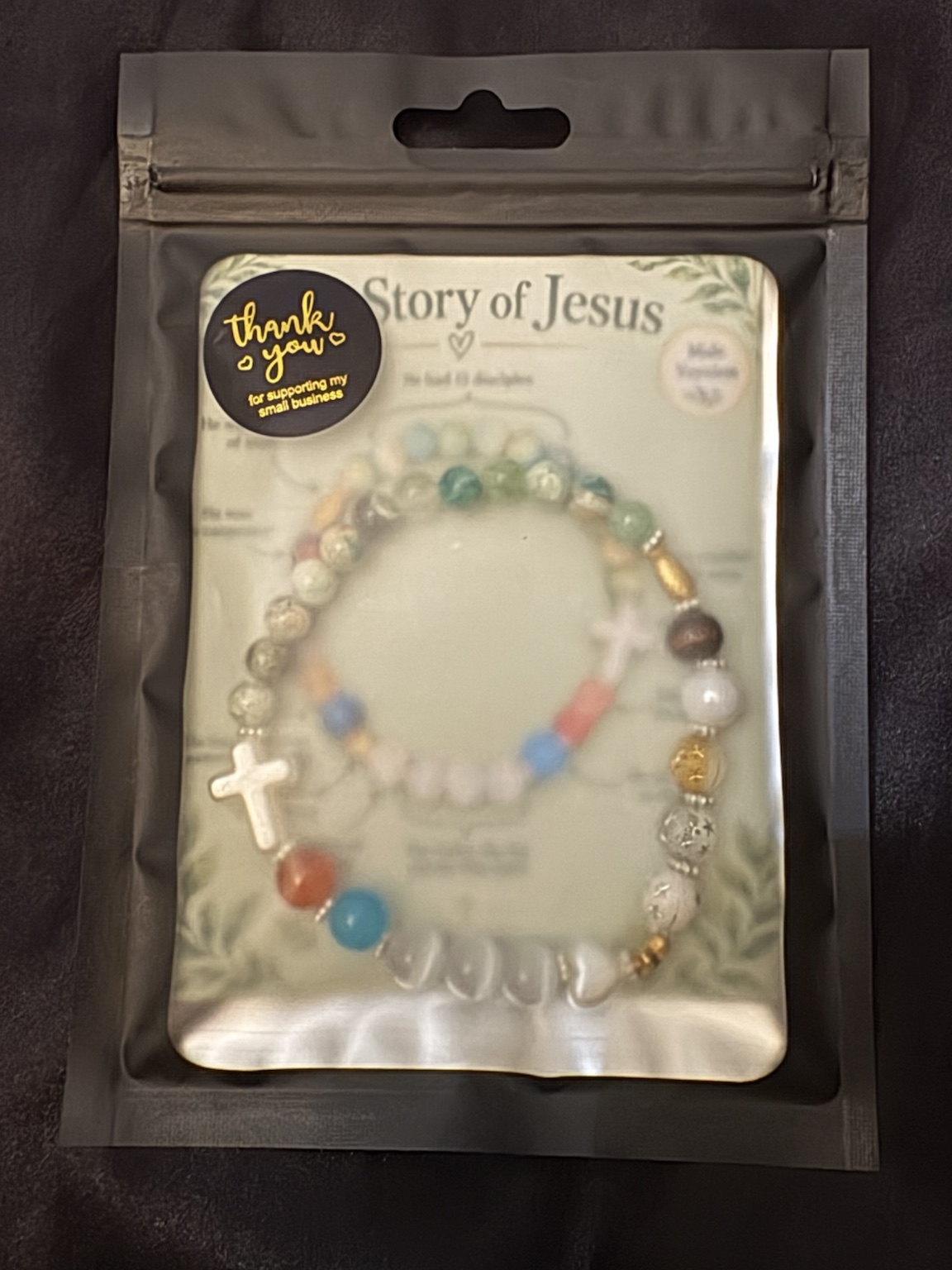 Story of Jesus male bracelet in packaging