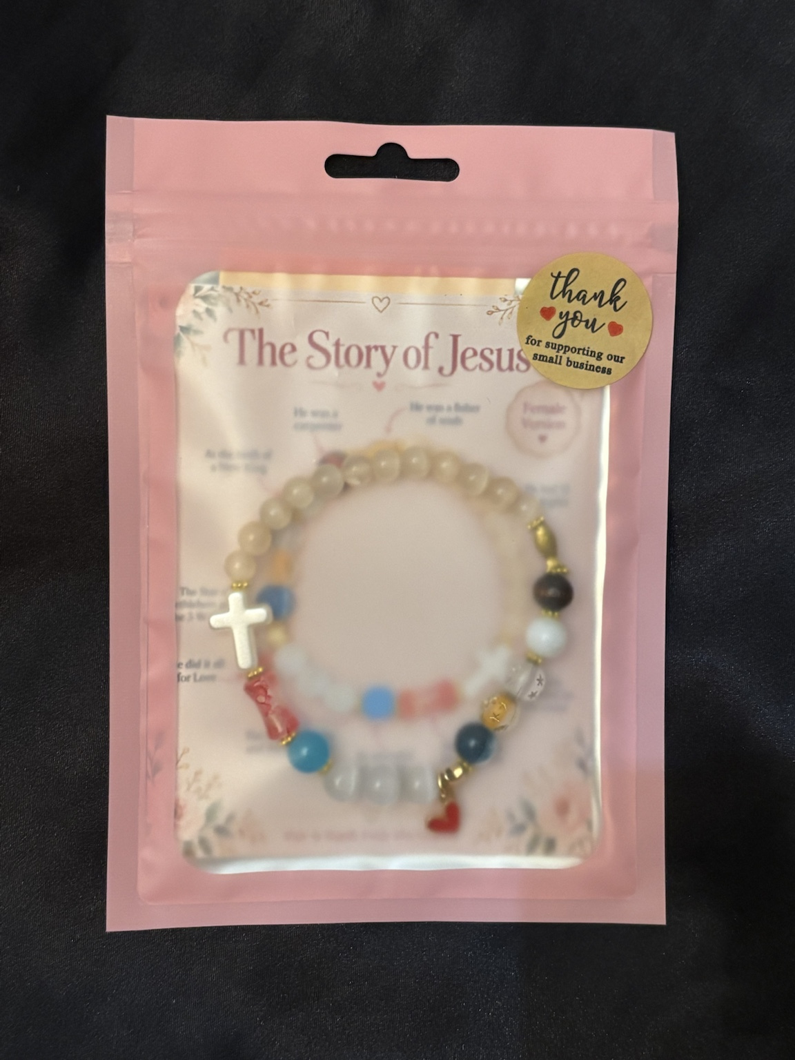 Story of Jesus female bracelet in packaging